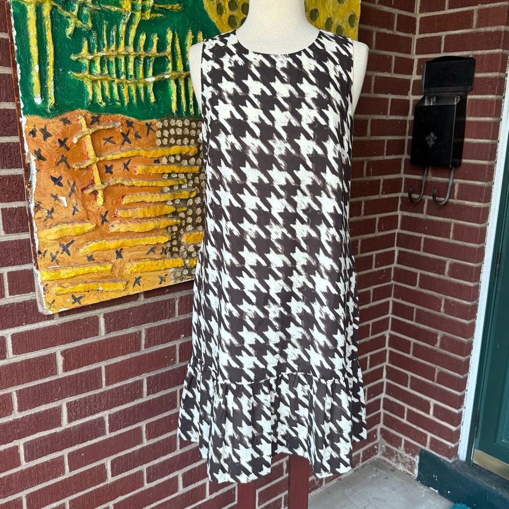 J. Crew Black and White Houndstooth Mini Dress